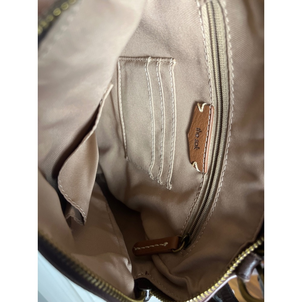 The Sak Brown Leather Embossed Floral Convertible Backpack Crossbody Bag - Picture 8 of 8
